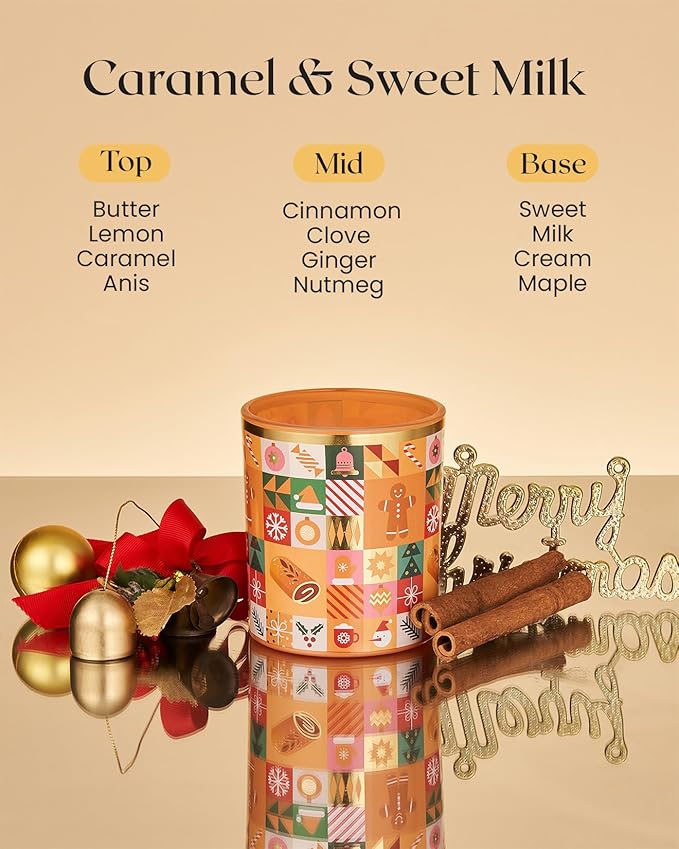 M&SENSE Gingerbread Cookie Christmas Candle, Natural Soy Wax 9.9oz 55 Hours Long Lasting Burn, Caramel Cinnamon Holiday Scented Candle for Home, Winter Scent Christmas Gift for Women Family Friends
