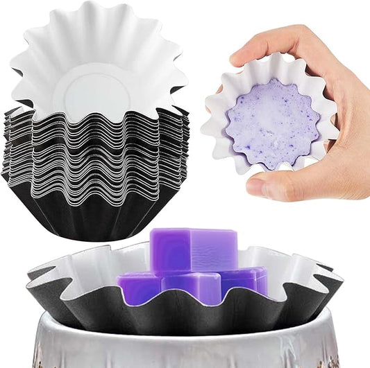Boao Wax Melt Liners Reusable Wax Warmer Containers Leakproof Cups for Scented Candle, Paper Holders for Electric Pluggable Melter and Burner(Black,100 Pieces)