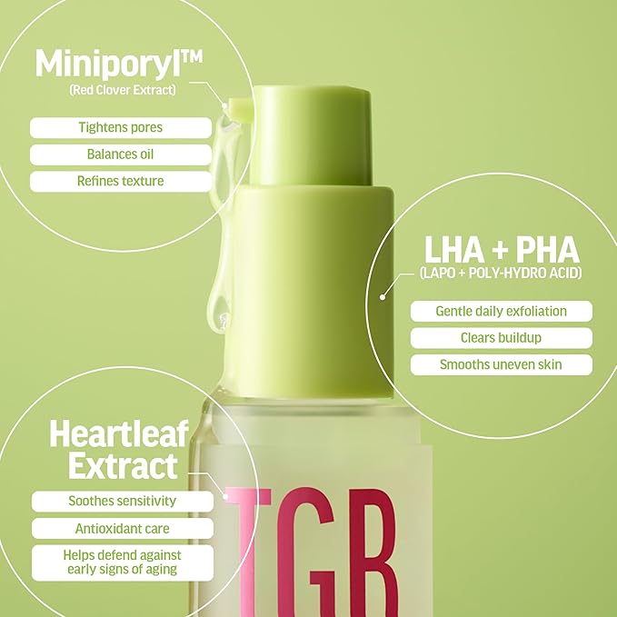 Pore Refining LHA PHA Skin Drink Serum – Korean HA Serum for Face 1.01 fl oz | Exfoliating & Hydrating Treatment for Oily Skin, Enlarged Pores & Uneven Skin Texture