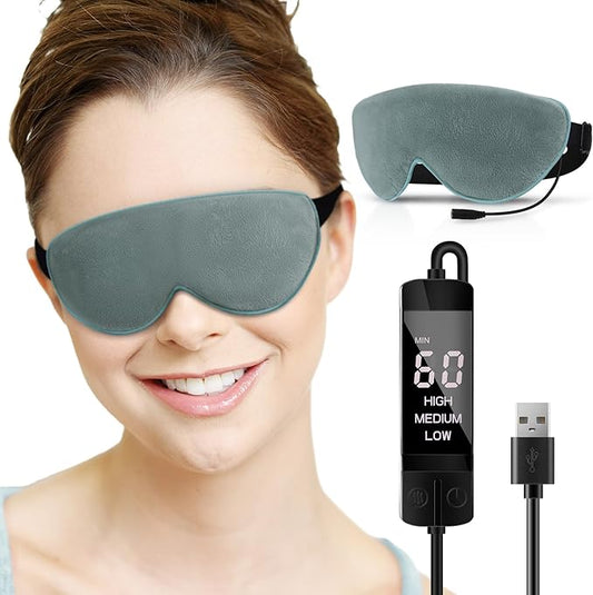Heated Eye Mask for Dry Eyes USB Electric Warm Eye Compress Heat Eye Masks with Temperature&Timer Control, Eye Heating Pad for Dry Eyes, Stye Treatment, Chalazion, Blepharitis, MGD, Puffy