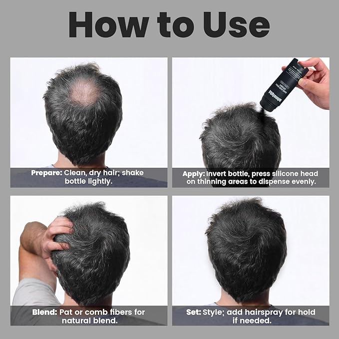 Hair Fibers Spray, Hair Building Fibers with Silicone Pump, Instant Scalp Concealer for Men & Women, Long-lasting and Sweat-proof, 1.05 oz, Black