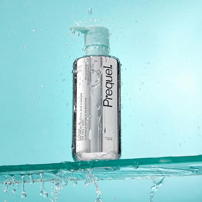 Prequel Skin Gleanser SA, Moisturizing Glycerin Face Wash,1% Salicylic Acid Face Cleanser, Unscented and Combination Skin Face Soap, 13.5 ounce (each) Pump Bottles - 6.75 fluid ounce (Pack of 2)