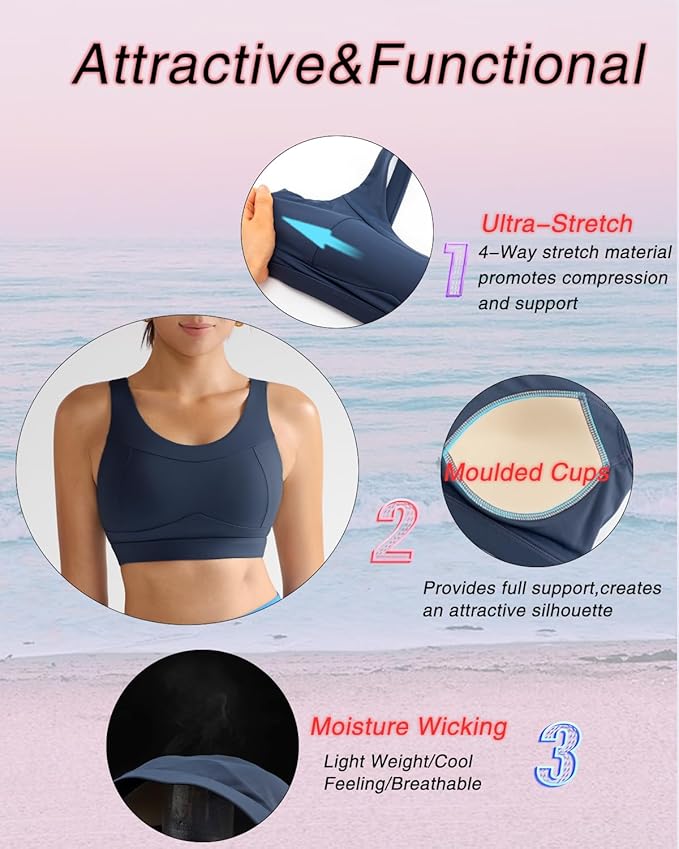 RUNNING GIRL High Impact Sports Bras for Women,Racerback Running Bra Workout Crop Tank Tops Longline Sports Bra Push up