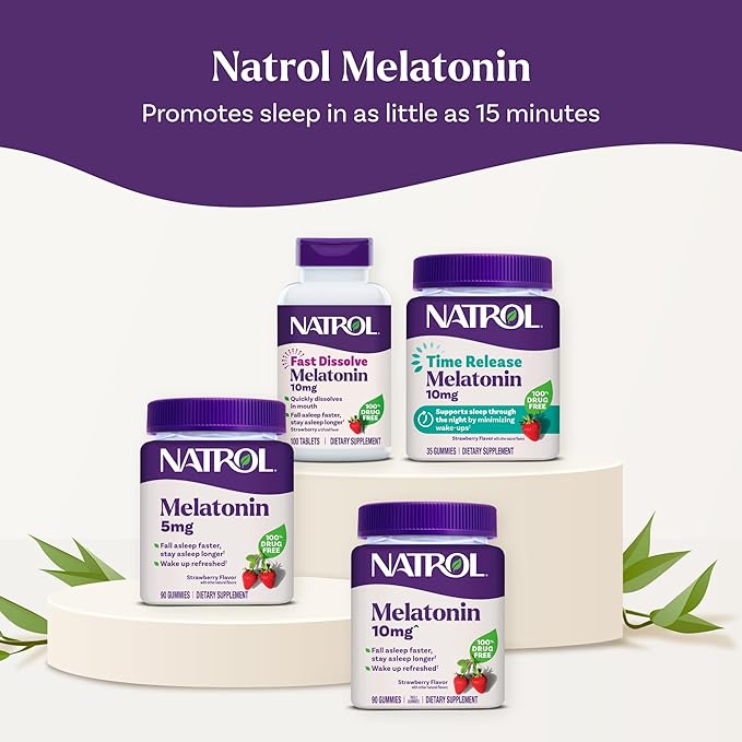 Natrol Melatonin Gummies, Sleep Support, 190 Strawberry-Flavored Adult Melatonin Gummies, 10 mg Sleep Aids for Adults