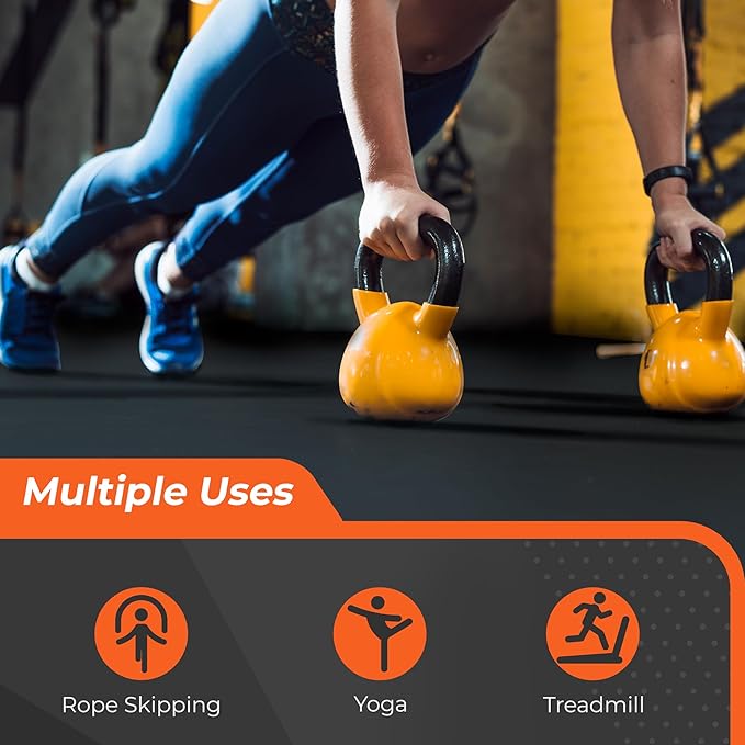 SUPERJARE 0.4'' Thick 6 Pcs 24 Sq Ft Rubber Top Exercise Equipment Mats, High Density EVA Foam Mats with Rubber Top, Interlocking Gym Flooring for Home Gym, Protective Workout Mat, Black