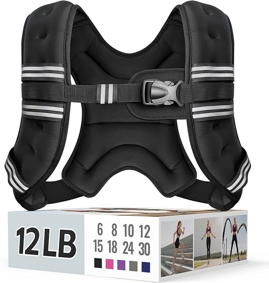 Weighted Vest for Women & Men with Reflective Stripe and Adjustable Buckle, Comfortable & Durable Rucking Vest for Walking, Running & Strength Training
