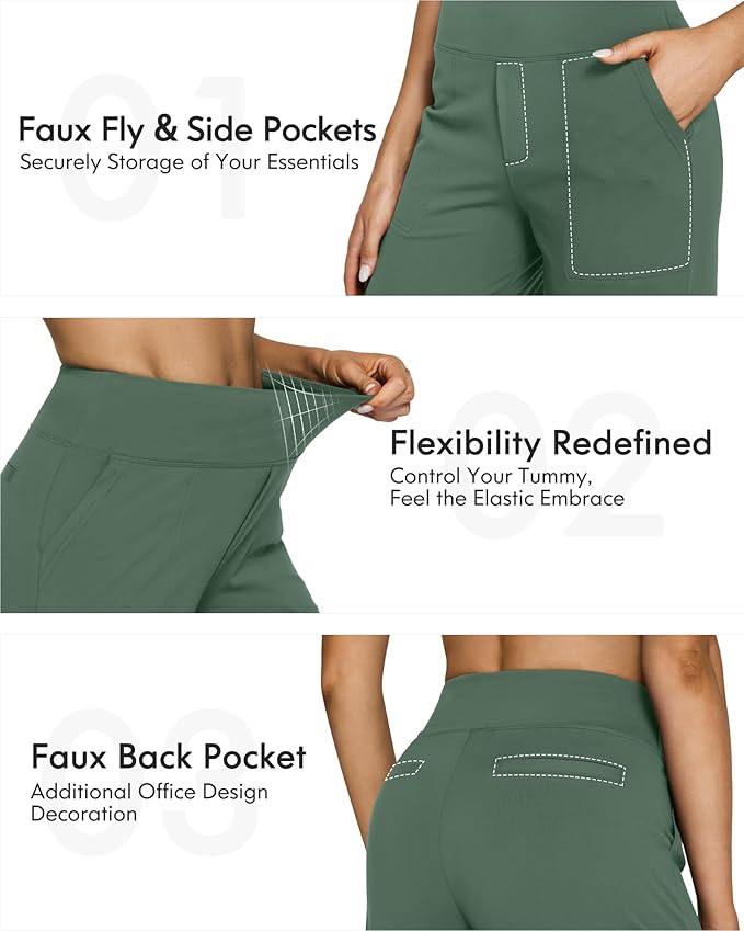 G4Free Yoga Pants Women Wide Leg Pants with Pockets High Waist Stretch Dress Casual Sweatpants Petite/Regular/Tall