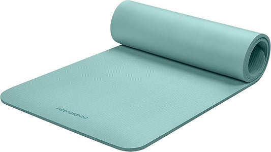 Retrospec Solana Yoga Mat 1/2" Thick w/Nylon Strap for Men & Women - Non Slip Exercise Mat for Yoga, Pilates, Stretching, Floor & Fitness Workouts