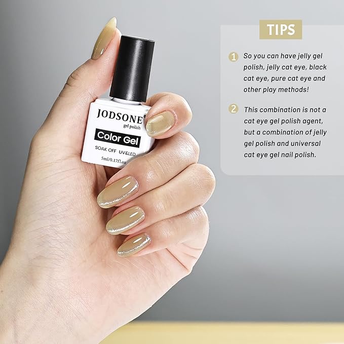 JODSONE 9 Cyan Colors Jelly Gel Nail Polish Set with Base Coat Top Coat Women's Holiday Gifts