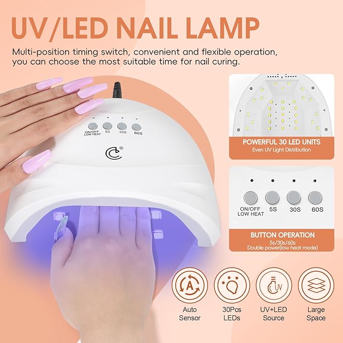 COSCELIA 66pcs Gel Nail Polish Kit with U V light and Drill 35 Colors Fall Winter Gel Polish Set 5pcs Top Base Coat Nail Art Starter French Gel Manicure Kit Christmas Gifts for Women Teens Girls