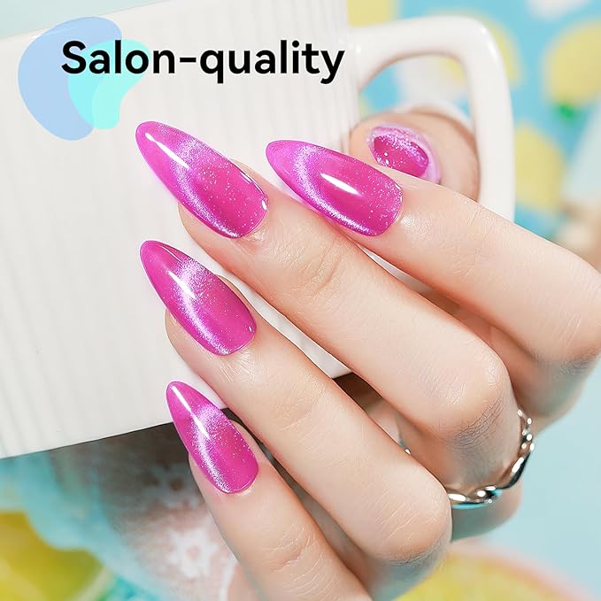 Glitter Cat Eye Gel Nail Polish 10 Colors Magnetic Gel Polish Kit with Magnet Stick Shimmery Glitter Colors Pink Yellow Blue Salon DIY Nail Art Salon Home Manicure Women