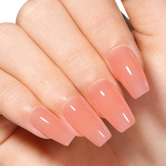 TOMICCA Nude Pink Gel Polish, Jelly Nude Pink Polish, Translucent Pink Nail Polish, UV Sheer Nude Polish, Long Lasting Neutral Nail Art