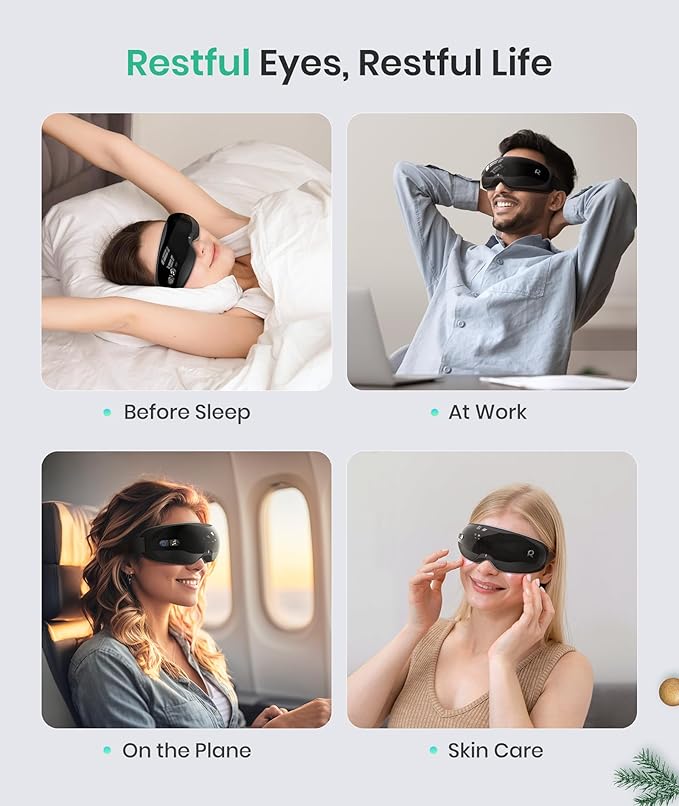 Heated Eye Massager for Gift – Sleep Eye Mask for Migraine Relief, Relaxation Gifts for Women, Mom, Her – Mothers Day/Birthday Gifts, Dry Eye & Migraine Relief, Black
