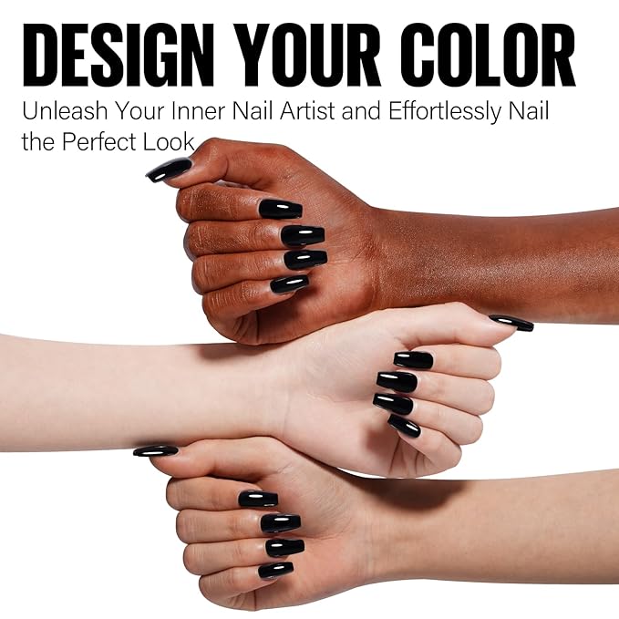 TOMICCA Black Gel Nail Polish, 15ml Black Nail Polish Fast Dry Soak Off UV LED Cure Needed Pure Color Long Lasting Nail Art Manicure Salon DIY Design