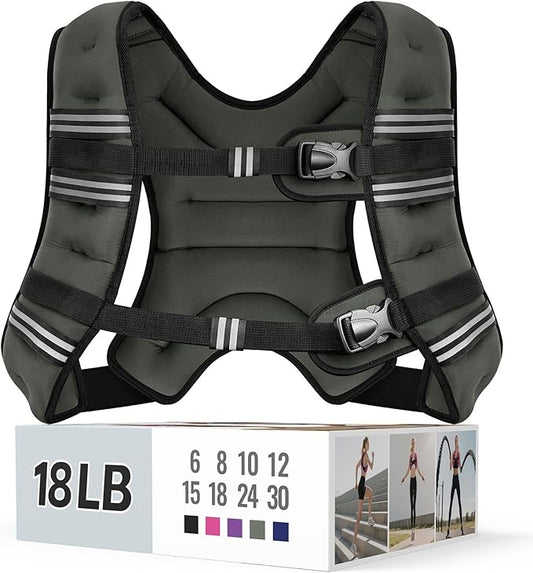 Weighted Vest for Women & Men with Reflective Stripe and Adjustable Buckle, Comfortable & Durable Rucking Vest for Walking, Running & Strength Training