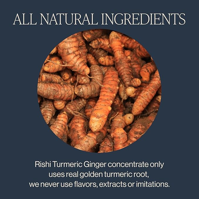 Rishi Tea Turmeric Ginger Chai Latte - Organic Herbal Tea Concentrate with Ayurvedic Ginger, Easy-to-Serve Hot or Iced Caffeine Free Chai Mix - 32 oz Carton, 8 Servings (Pack of 3)