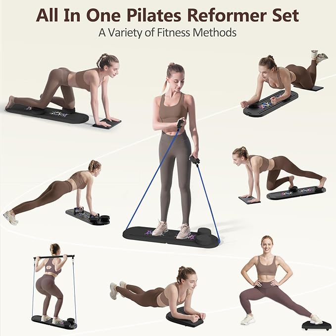Pilates Board Pilates Reformer Set - Multifunctional Home Workout Board for Core & Abdominal Training,Portable Pilates Equipment for Women & Beginners