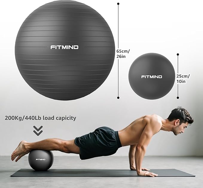 Exercise Balls Set 22-30 Inch & 9 Inch, Small Pilates Ball with Pump, Pregnancy Ball for Women, Yoga Balls for Exercise, Small Exercise Ball for Between Knees, Stability, Physio