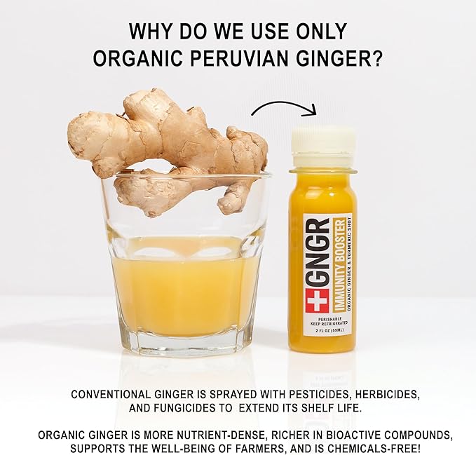 +GNGR Immunity Sampler Organic Ginger Wellness Shots - Premium Ginger Shots for All Natural Digestive Support and Immune Support, Digestive Aid, Gut Cleanse and Detox (2 Oz, Pack of 12)