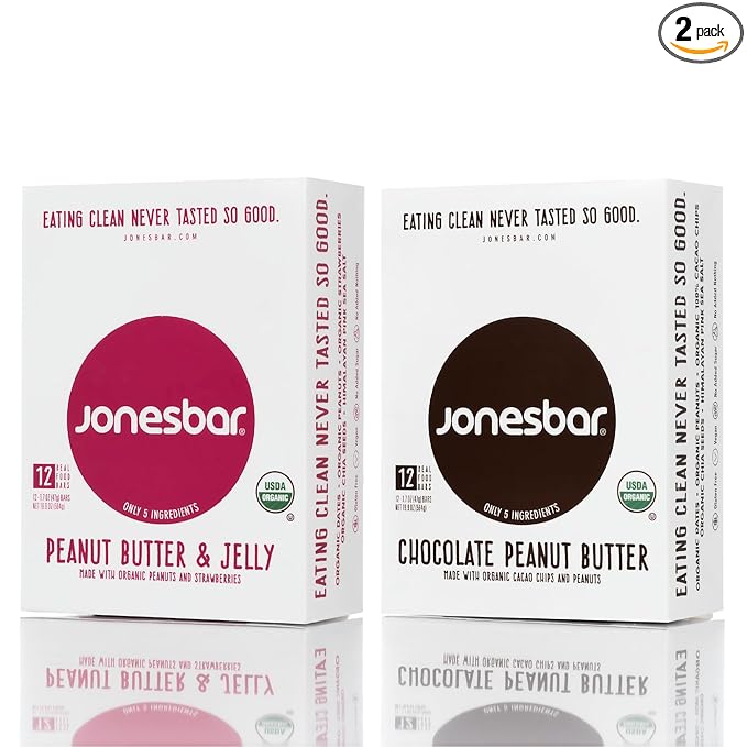 JONESBAR (Best Sellers, 24 Bars (2 Boxes)) USDA Organic Fruit & Nut Bar, Non-GMO, Kosher, Vegan, Gluten Free, Simple Snack Bar