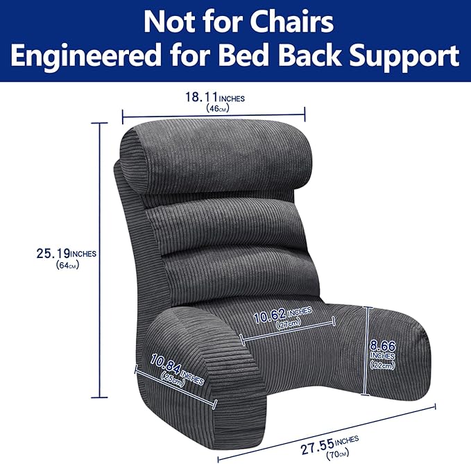 Back Pillow for Bed Sitting Up, Reading Pillow, Extra Large Arm Pillows for Adults for Back Support,Bed Pillow for Sitting up for Watching TV/Gaming/Relaxing