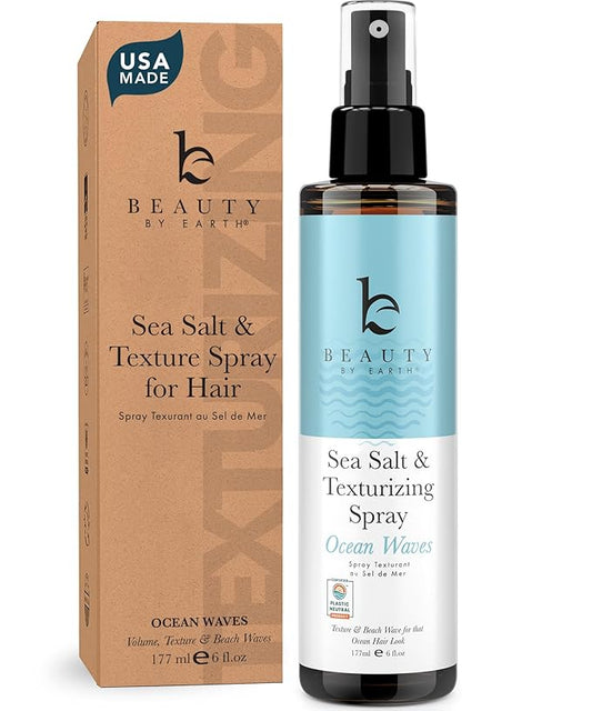 Beauty by Earth Sea Salt Spray for Men & Women - Texture Hair Spray for Adding Volume & Beachy Waves, USA Made with Organic Ingredients