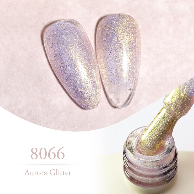 CANNI 8 Pcs 9 ML Glitter Gel Nail Polish Set, Shimmer Sparkly Gold Blue Yellow Purple Green Colors Gel Polish Kit Soak Off Led Manicure Salon DIY Gifts