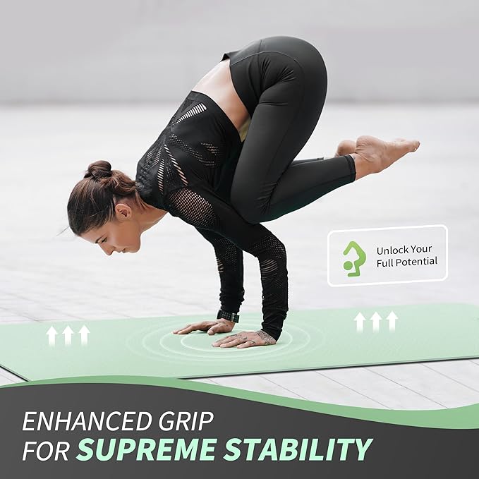 CAMBIVO Yoga Mat for Women Men Kids, 1/3 & 1/4 & 2/5 Inch Extra Thick Yoga Mat Non Slip, 72" x 24" TPE Yoga Mats, Workout Mat with Carrying Strap for Yoga, Pilates and Floor Exercises