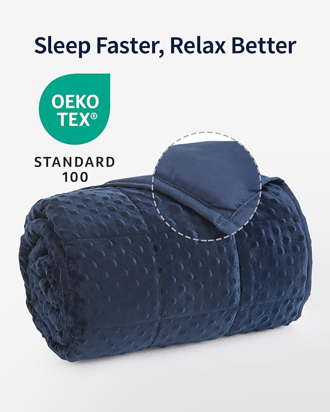 Mr. Sandman Weighted Blanket for Adults, Heavy Blanket for Woman,Man Sleeping/Calm, Soft and Cozy Weighted Throw Blankets, Machine Washable, 48 x 72in, 12 lbs, Navy Blue