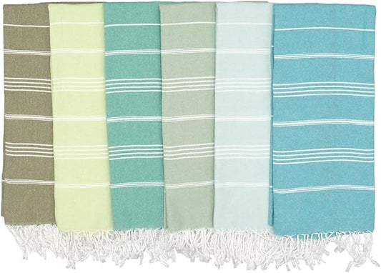 Oversized Turkish Beach Towel 38’’x71’’ - Set of 6 | 100% Turkish Cotton Lightweight Sand Free Quick Dry Pool Towels | Extra Large Bath Towels for Adults Beach Blanket Essentials