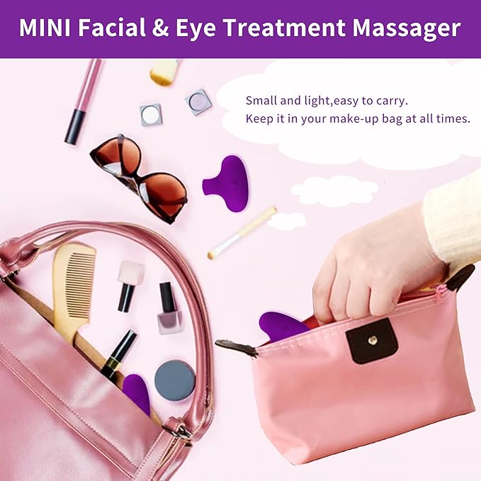 Facial Mini Massage Ball, Handhold Portable Quiet Waterproof USB Rechargeable Powerful Multifunctional Vibrating Travel Pocket Face Eye Finger Joint and Neck Jaw Massager - Purple