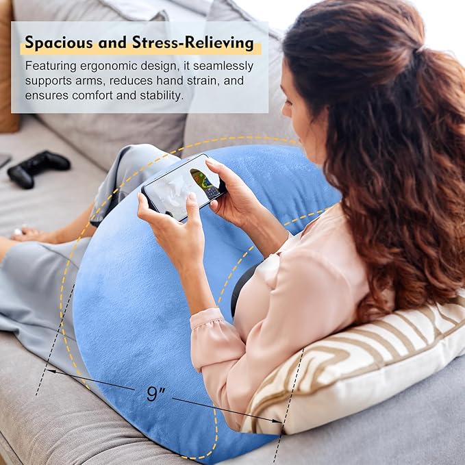 Gaming Pillow Arm Support Pillow for Bed & Sofa: Ergonomic U-Shaped Lap Pillow with Elbow Rest for Adults & Kids - Reduces Arm Pain & Fatigue During Gaming, Reading, Working & Crocheting