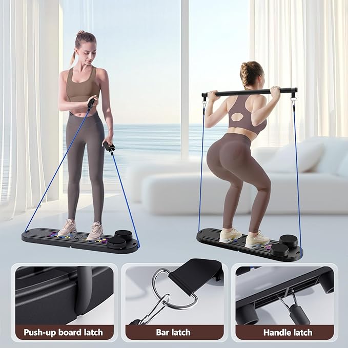 Pilates Board Pilates Reformer Set - Multifunctional Home Workout Board for Core & Abdominal Training,Portable Pilates Equipment for Women & Beginners