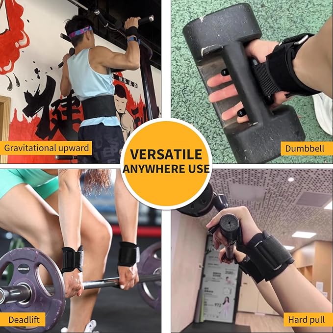 GPANDAG Weight Lifting Hooks and Lifting Grips for Men and Women(2 Pair), Lifting Straps Gym Grip for Weightlifting, Deadlifts, Pull-Ups, Strength Training, Wrist Wraps Hooks for Teen