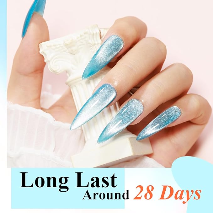 Neon Cat Eye Gel Nail Polish Set 10 Colors: Magnetic Cateye Gel Polish 9D Effect, Sparkle Glitter Bright Red Hot Pink Blue Nail Polish Long Lasting Soak Off Home Salon