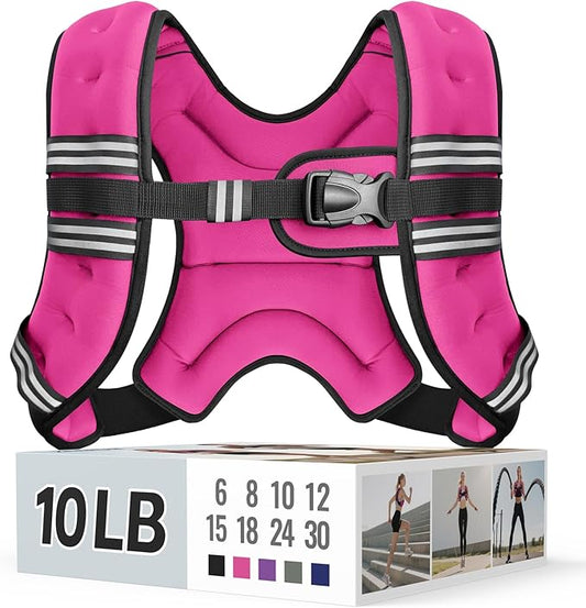 Weighted Vest for Women & Men with Reflective Stripe and Adjustable Buckle, Comfortable & Durable Rucking Vest for Walking, Running & Strength Training
