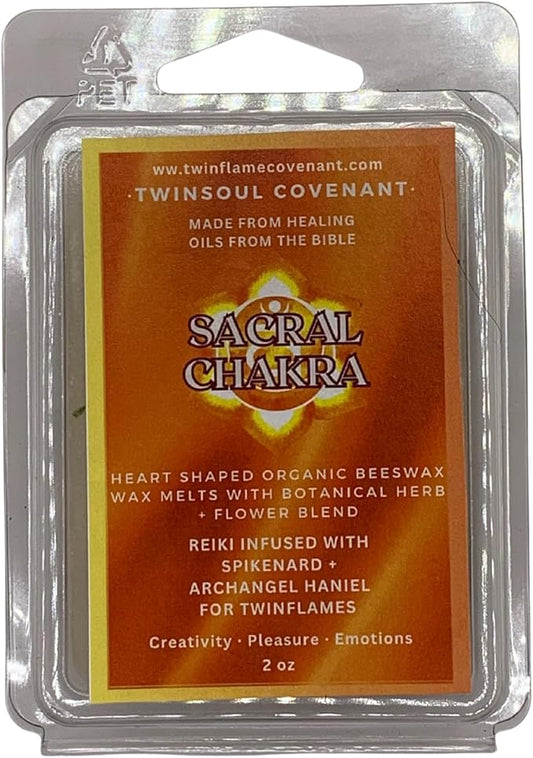 TwinFlames Chakra Wax Melt Collection – Beeswax Aromatherapy Melts with Archangel Energy, Sacred Oils & Scripture – 10 Spiritual Melts for Meditation, Alignment & Reiki (Sacral Chakra)