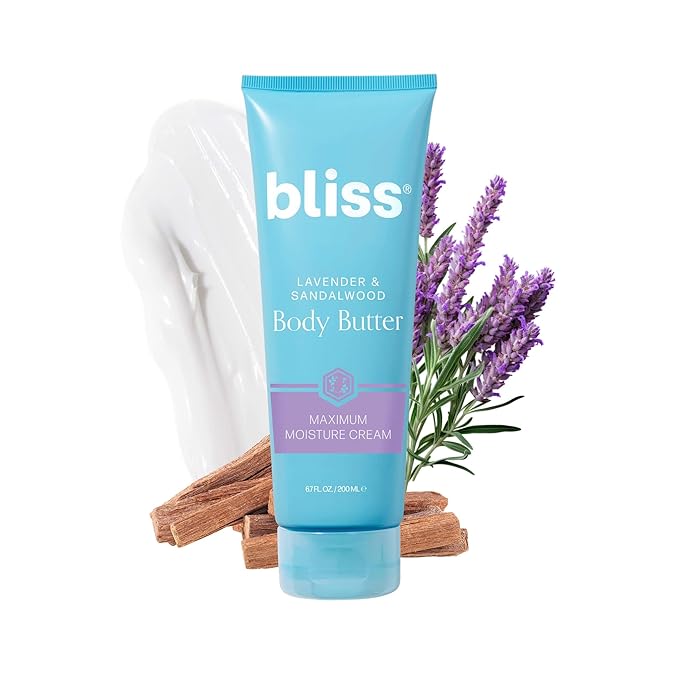 Bliss Body Butter - Lavender and Sandalwood - Maximum Moisture Cream - 6.7 Fl Oz - Body Lotion for Dry Skin - Long-Lasting Moisturizer for Women & Men - Vegan and Cruelty-Free