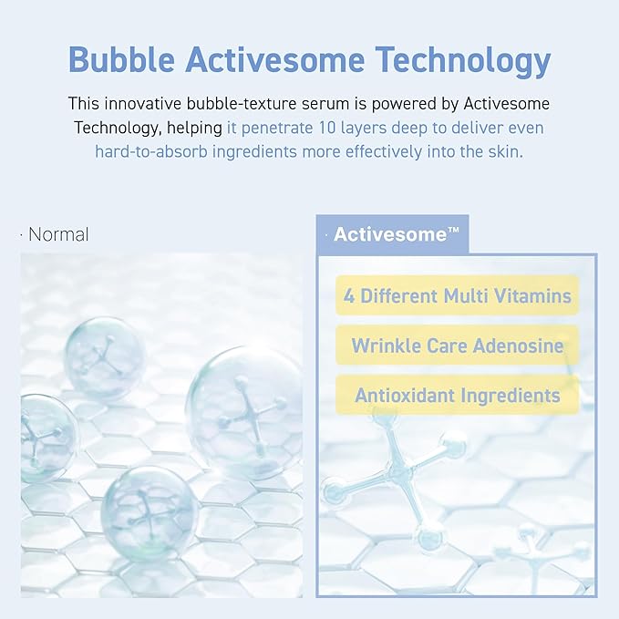 Blue Vitamin Bubble Serum, Niacinamide 50,000ppm, Adenosine, Pore Care & Skin Tone Support, Anti-Wrinkle, Korean Face Serum, 2.36 Fl Oz