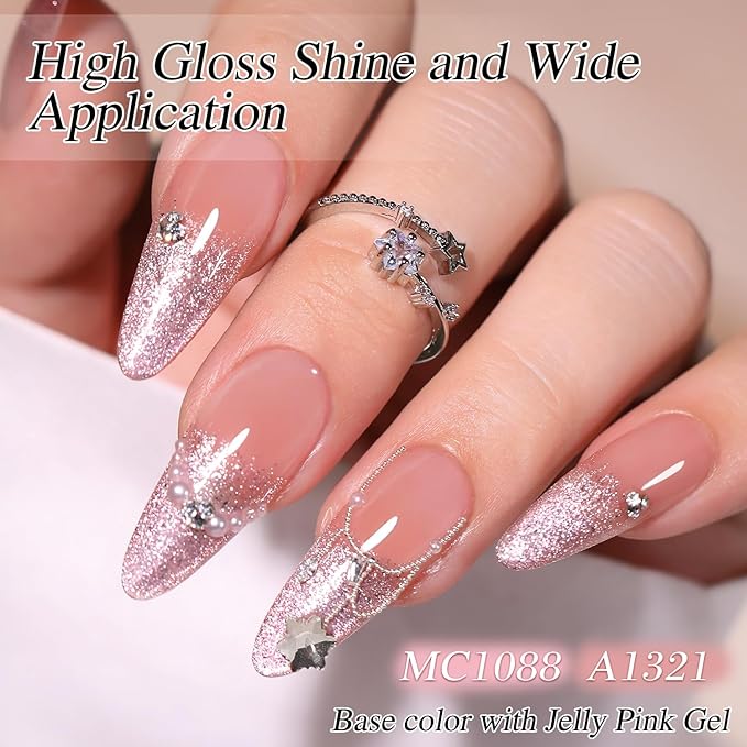 Double Rhythm 6 Colors Cat Eye Gel Polish Set Shimmer Glitter with Magnet Holographic Reflective Magnetic UV Nail Art Kit (6-Kit 32)