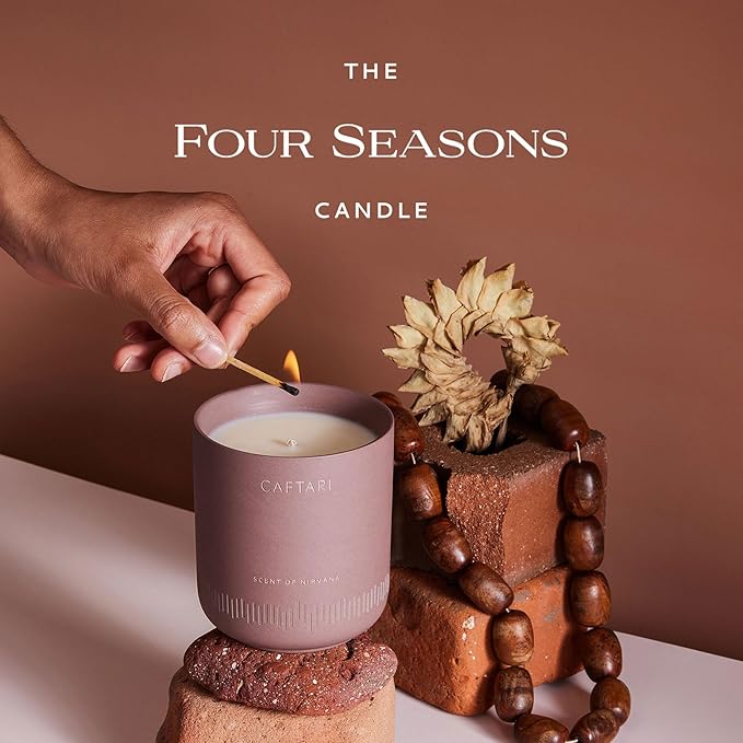 CAFTARI Luxury Aromatherapy Candle | Oudh, Cedarwood & Patchouli | 60 Hour Burn | Clean Coconut Soy Wax | Vegan, Gift-Ready Candle for Stress Relief, Home Spa Feel | Scent of Nirvana