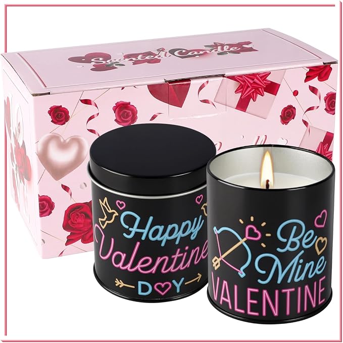 2Pack Valentine's Day Scented Candle Gift Set, Aromatherapy Candles for Home, 9oz Lavender Long Burning Soy Candles for Women,Men, Anniversary Present
