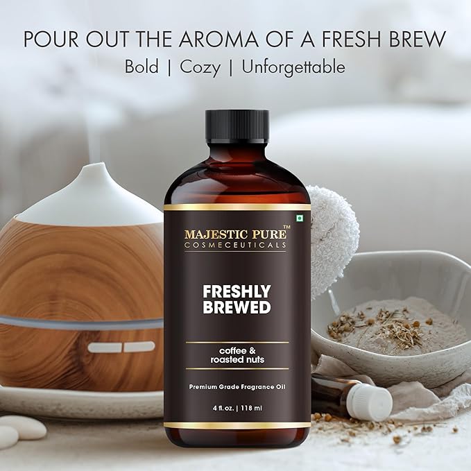 MAJESTIC PURE | Coffee & Roasted Nuts Premium & Free from Mineral Oil | Coffee Flavour, Cocoa Extract, Nutmeg Oil Used in Diffusers, DIY, Self Care | 4 fl oz
