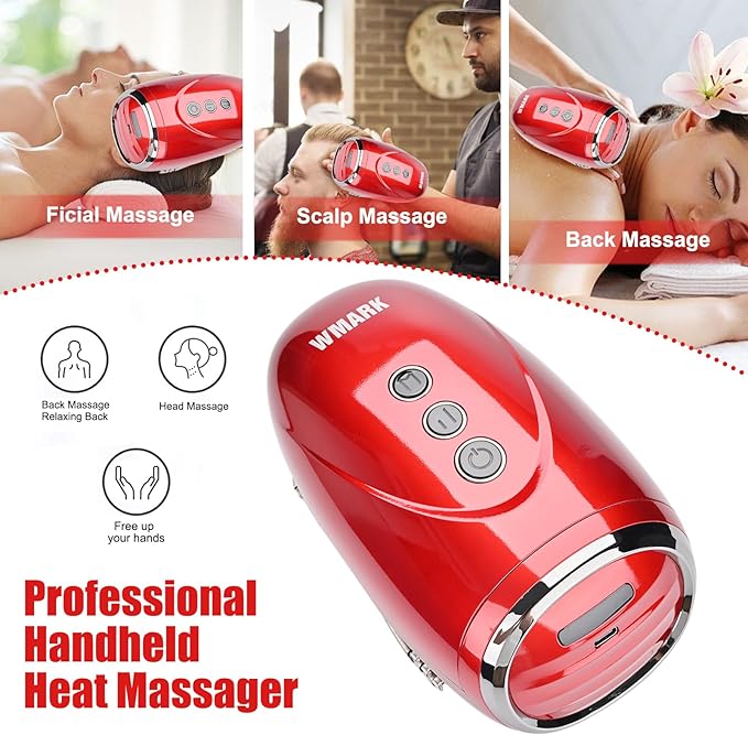 Professional Haircut Massager/Cordless Handheld Massager, Vibration Neck/Legs/Hands/face Massager, 2 Massage nodes 2600AMH (Red)