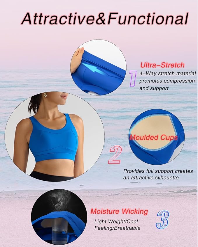RUNNING GIRL High Impact Sports Bras for Women,Racerback Running Bra Workout Crop Tank Tops Longline Sports Bra Push up