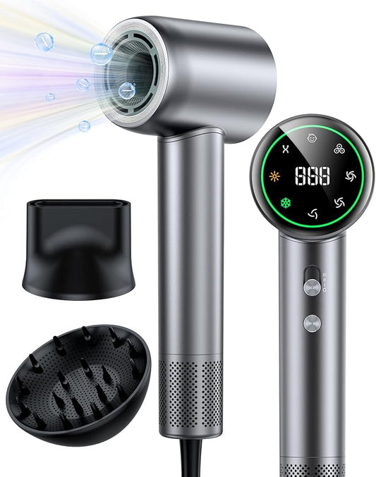 Hair Dryer,160000 RPM High Speed Blow Dryer with 200 Million Negative Ionic, Low Noise Thermo-Control Professional Hair Dryer with Diffuser and Nozzle,Portable Hair Blow Dryer for Home Travel