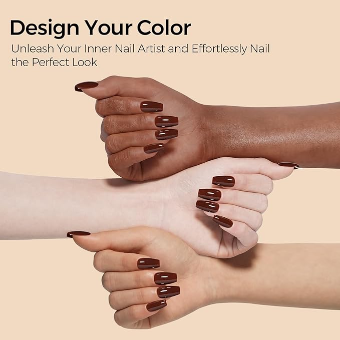 TOMICCA Dark Brown Gel Nail Polish, 15ml Brown Nail Polish, Autumn Winter Color Soak Off UV Neutral Gel Polish for Nail Art Manicure