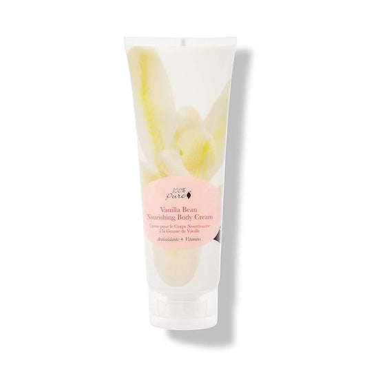 100% PURE Nourishing Body Cream Vanilla Bean Lotion Luxurious Dry Skin Hydration & Replenishment Natural Anti-Aging Moisturizer & Skincare for All Skin Types Women & Men - Vegan - 8 oz