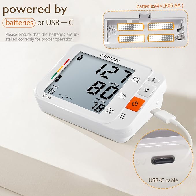 Automatic Upper Arm Blood Pressure Monitor with a Large-Screen Display,Digital Upper Arm Bp Machine for Home Use with Adjustable XL Cuff 8.66-16.54″, Users 120 Sets Memory
