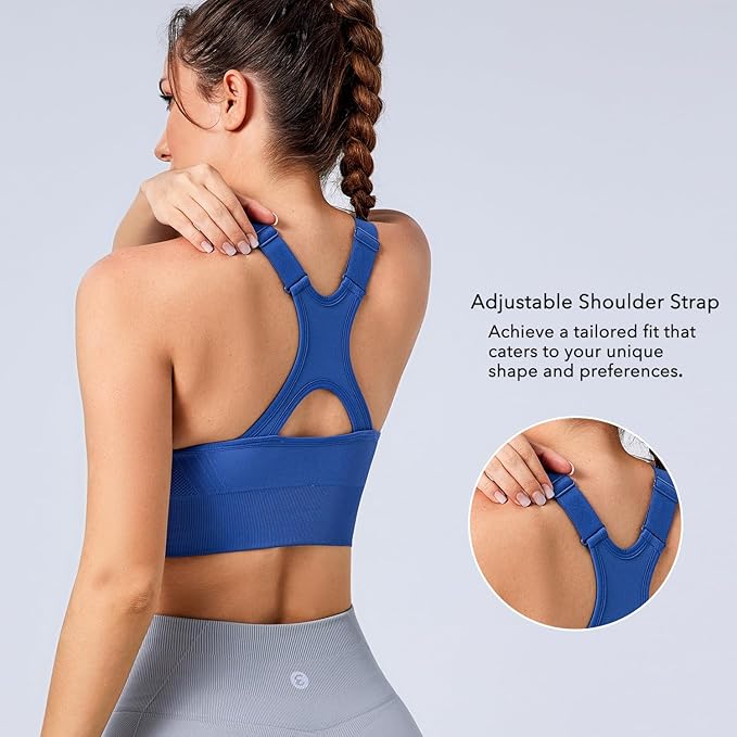 Evercute Adjustable Sports Bras for Women 3/4 Pack Racerback High Support Bras Padded Workout Bras Seamless Yoga Athletic Bra